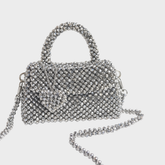 silver metallic crystal bag