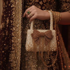 Glass crystal bag with bow