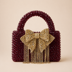 Glass crystal bag with bow