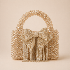 Glass crystal bag with bow