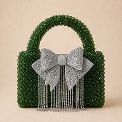 Glass crystal bag with bow