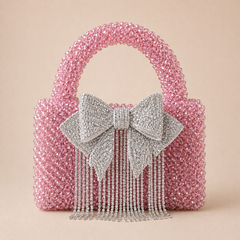 Glass crystal bag with bow