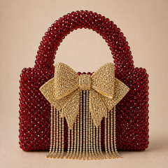 Glass crystal bag with bow