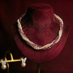 Twisted pearls and crystal necklace