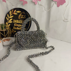 silver metallic crystal bag