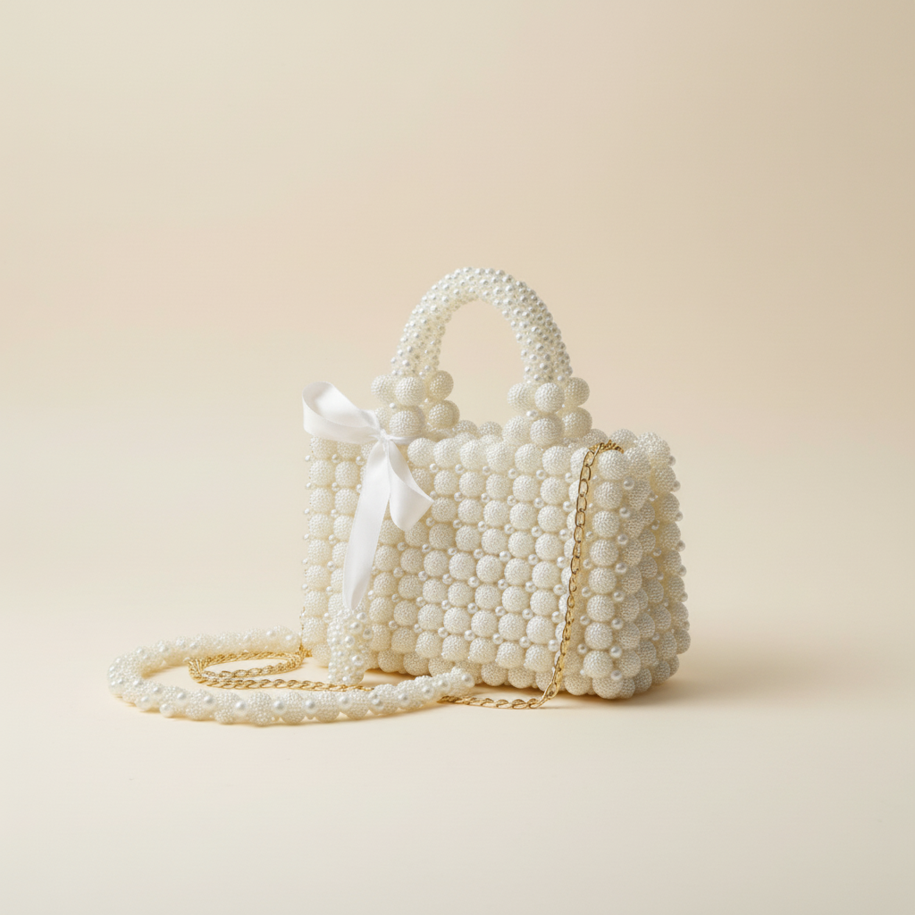 berry beads + pearls  crystal bag