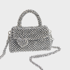 silver metallic crystal bag