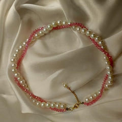 Twisted pearls and crystal necklace