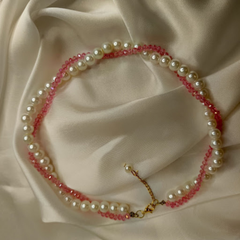 Twisted pearls and crystal necklace