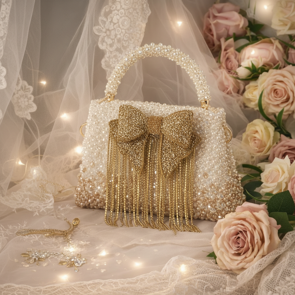 Glass crystal bag  with bow