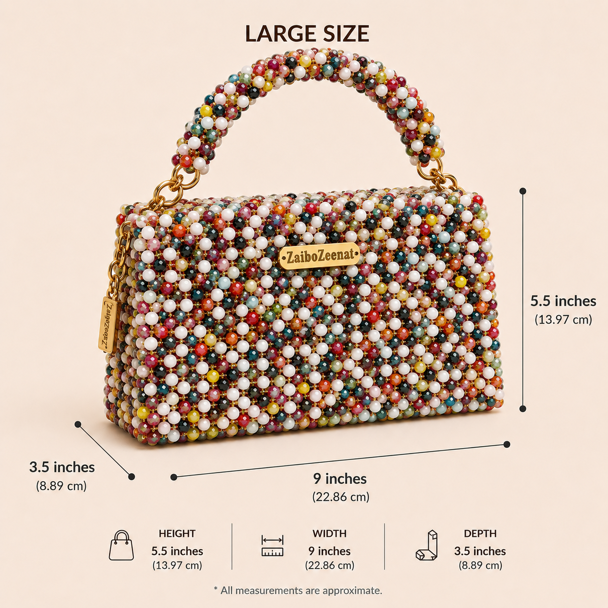 Multi coloured crystal bag