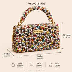 Multi coloured crystal bag