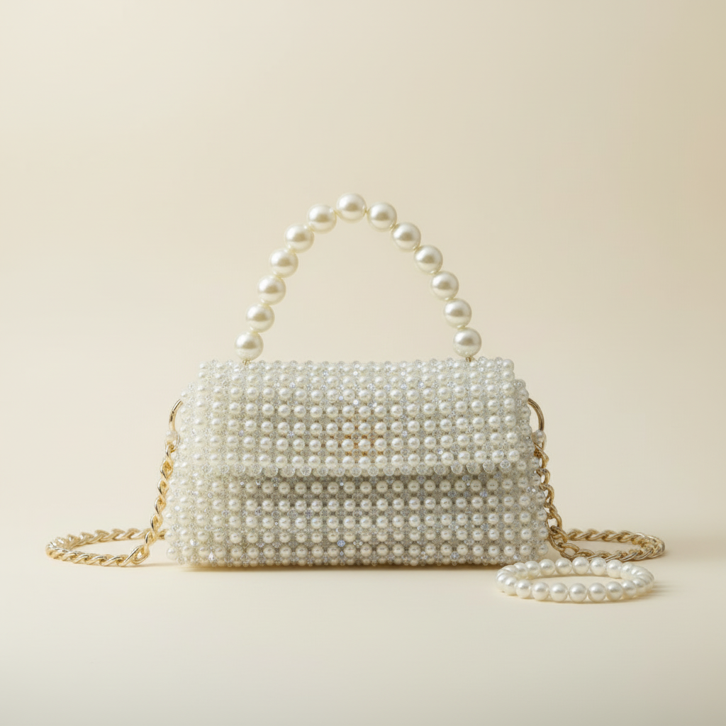 Acrylic pearls and crystal bag