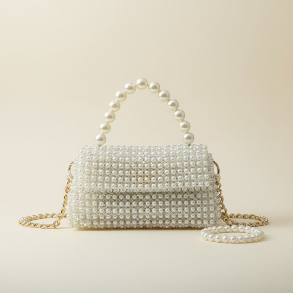 Acrylic pearls and crystal bag