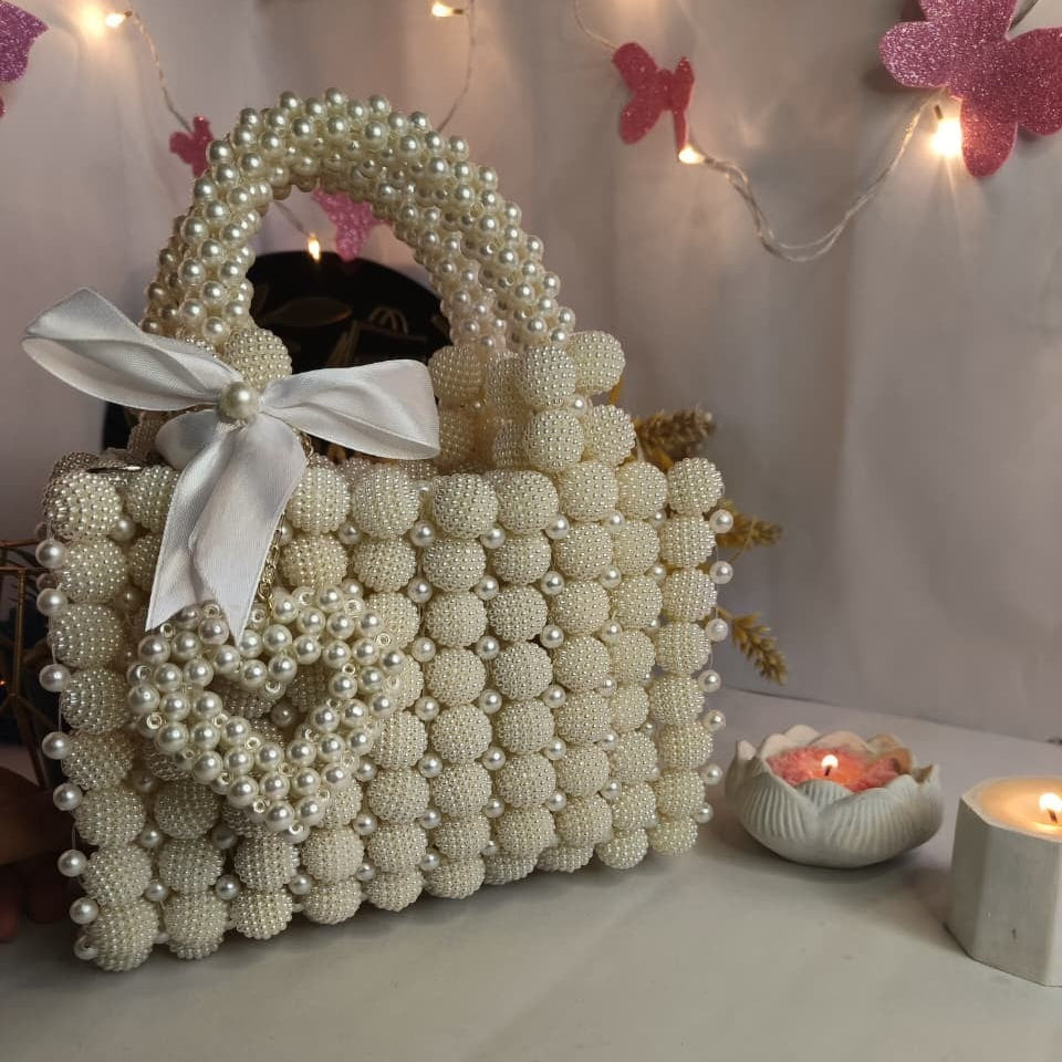 berry beads + pearls  crystal bag