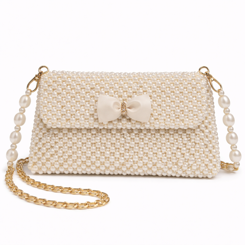 Faux pearls pouch