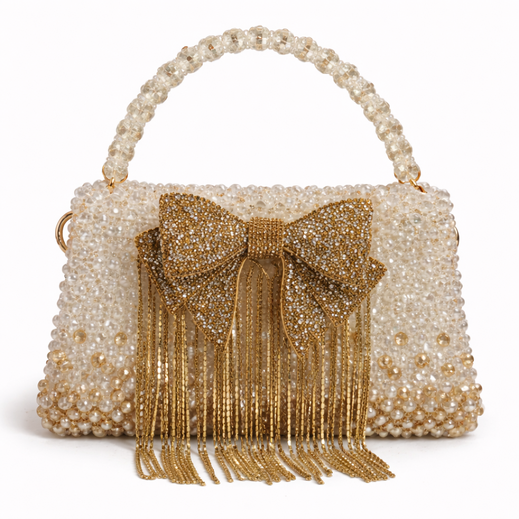 Glass crystal bag  with bow