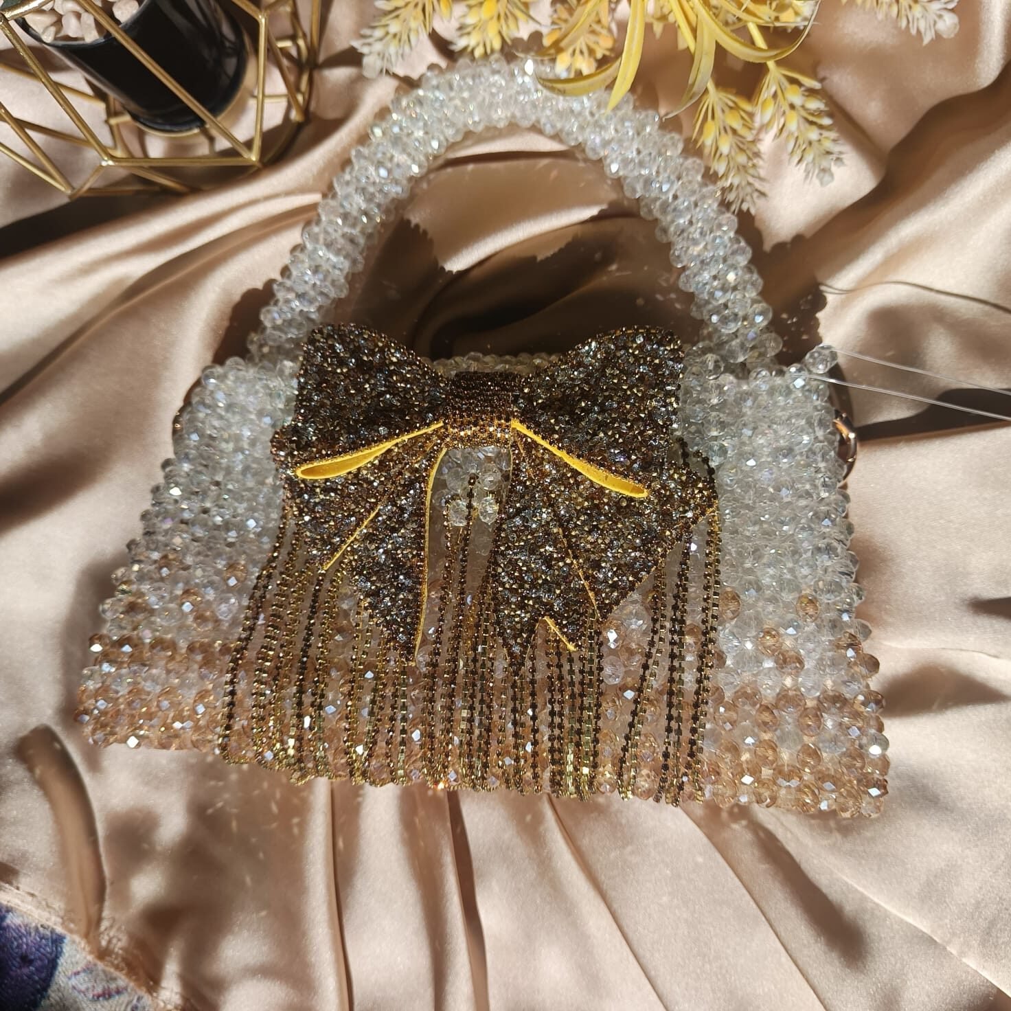 Glass crystal bag  with bow