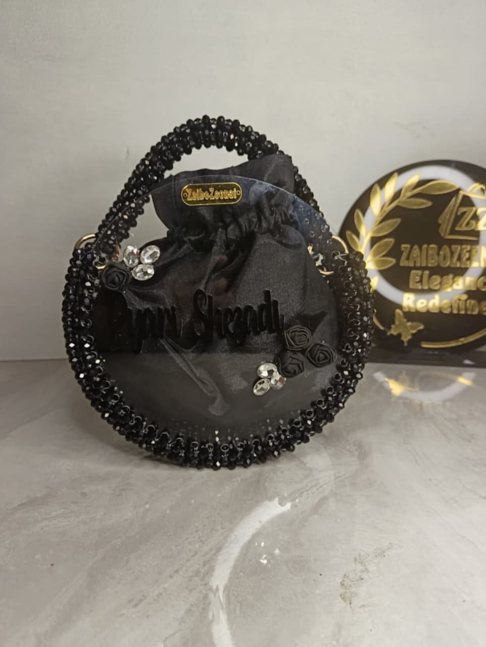 Round sheet bag with name