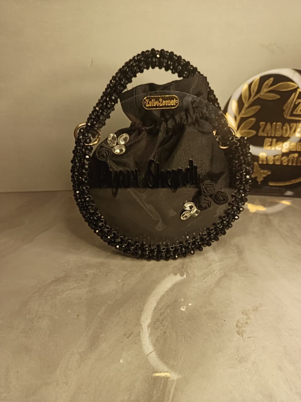 Round sheet bag with name