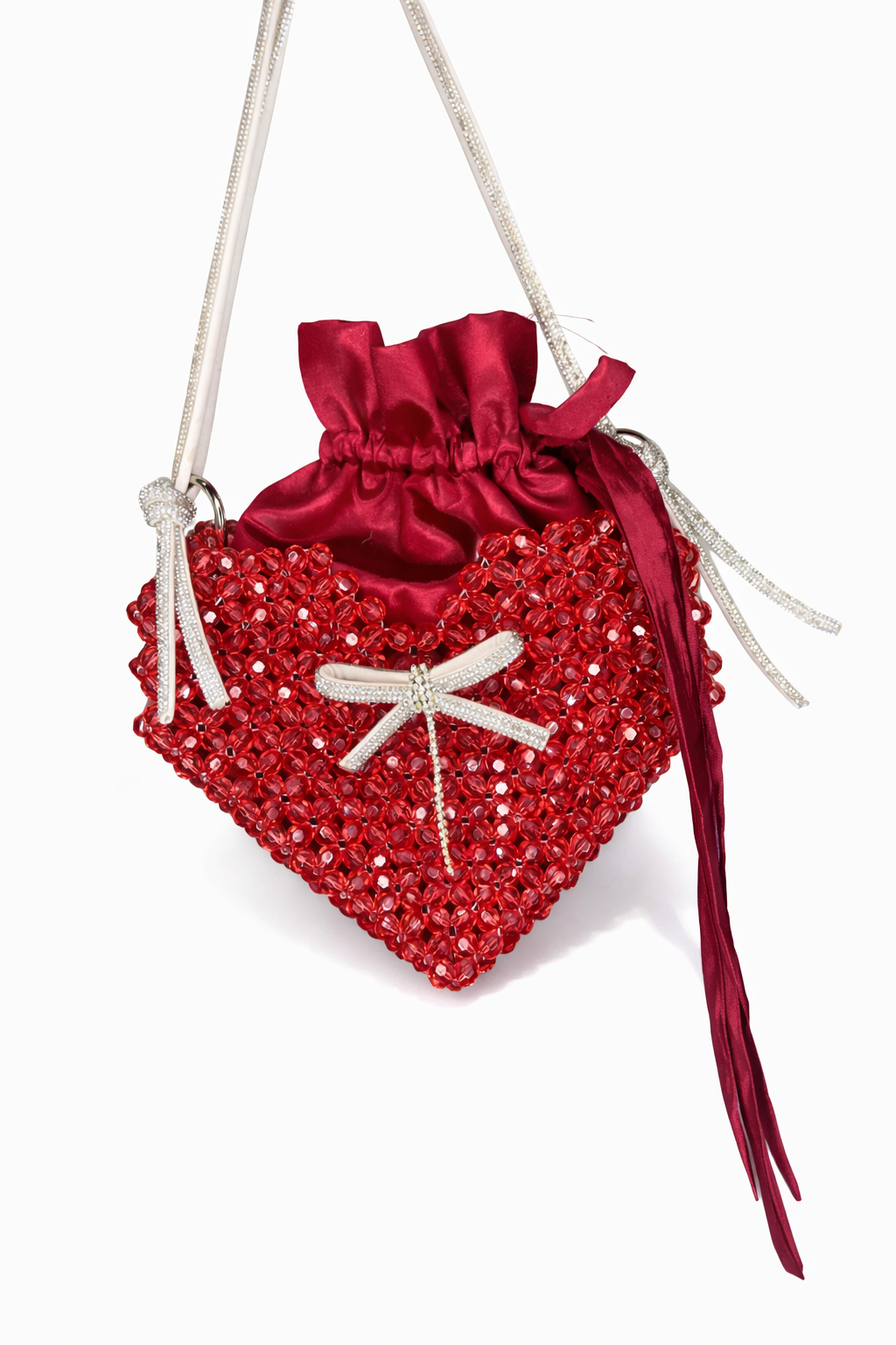 Plastic beads heart bag