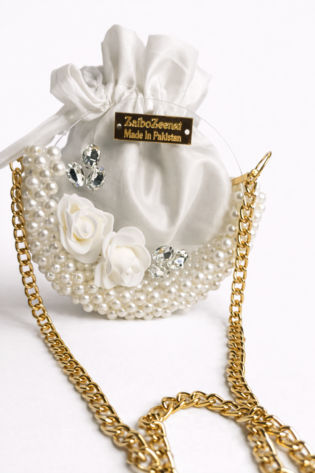 Pearls round sheet bag