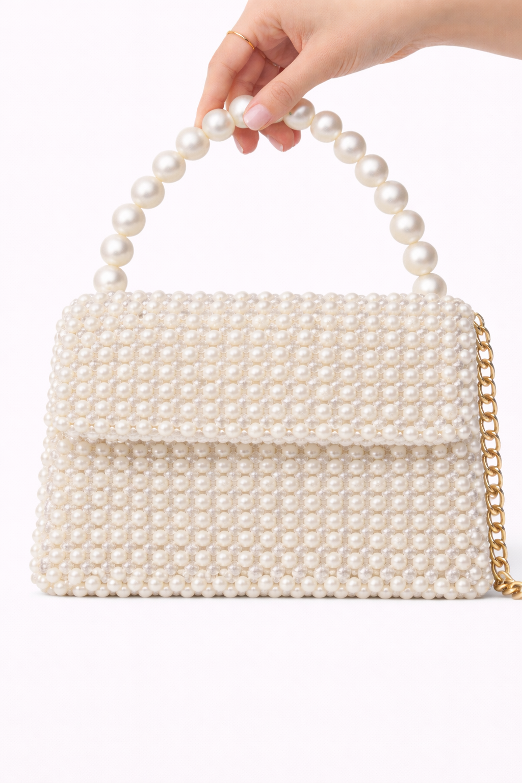 Acrylic pearls and crystal bag