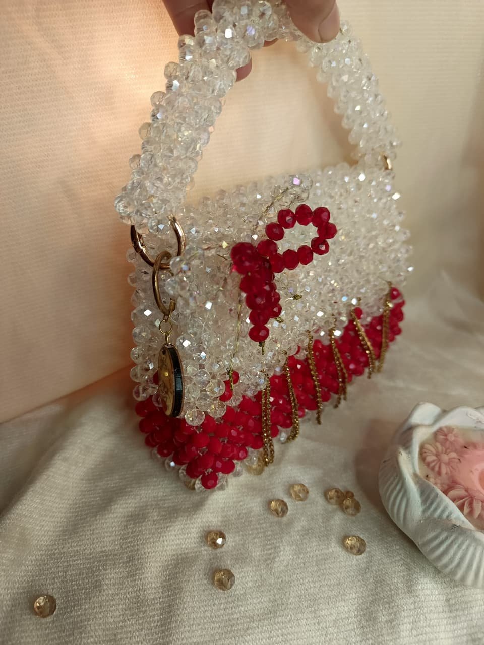 Glass crystal & Rubi  bag