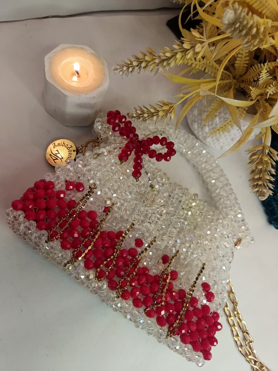 Glass crystal & Rubi  bag