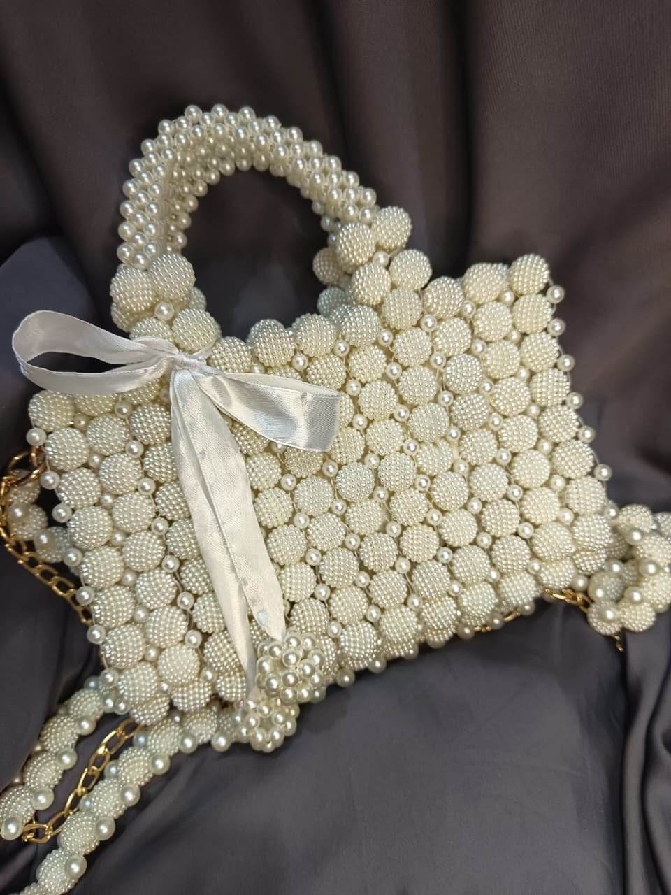 Berry beads + pearls  bag