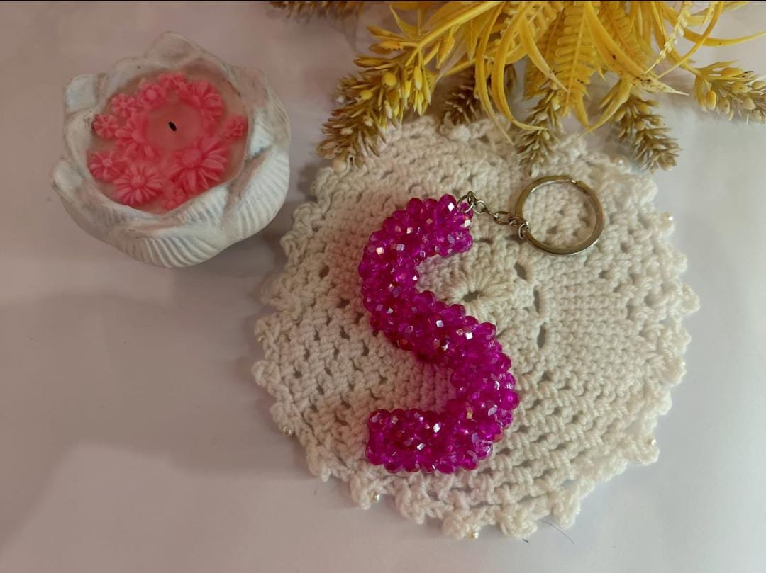 S Beaded alphabet keychain